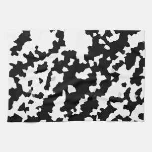 Black White Fractal Oregelbunden Abstrakt Mönster Kökshandduk
