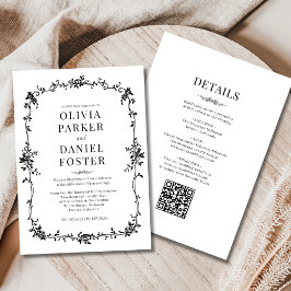 Black White French All in One Victorian Wedding  Inbjudningar