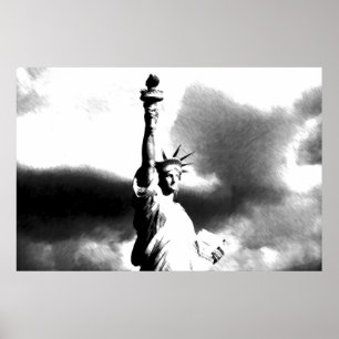 Black White Frihetsgudinnan New York City Poster