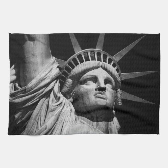 Black White-Frihetsgudinnan New York Kökshandduk (Horisontell)