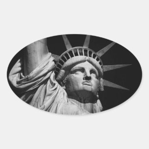 Black White-Frihetsgudinnan New York Ovalt Klistermärke