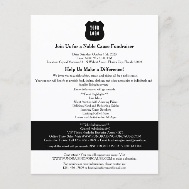 Black & White Fundraiser Flygblad (Framsidan)