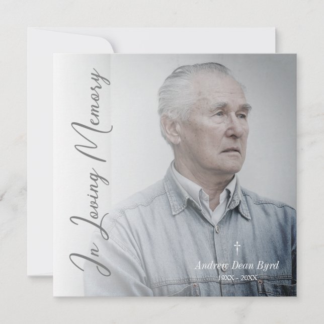 Black & White Funeral Service Dear Ones Photo Anteckningskort (Framsida)
