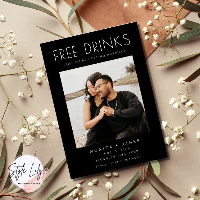 Black White Funny Photo Bröllop spara datum Meddelande (Skapare uppladdad)