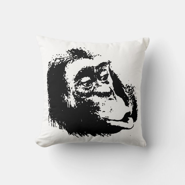 Black White Funny Pop Art Chimpanzee Kudde (Framsida)
