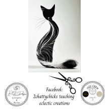 Black White Fury Silhouette Cat Decoupage