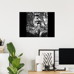 Black & White Garden Statue Poster