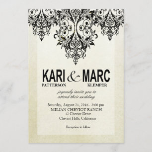 Black & White Gatsby Glitter Flourish Bröllop Inbjudningar