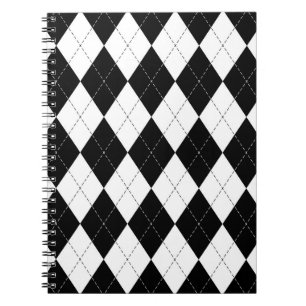 Black White Geometric Argyle Mönster Anteckningsbok
