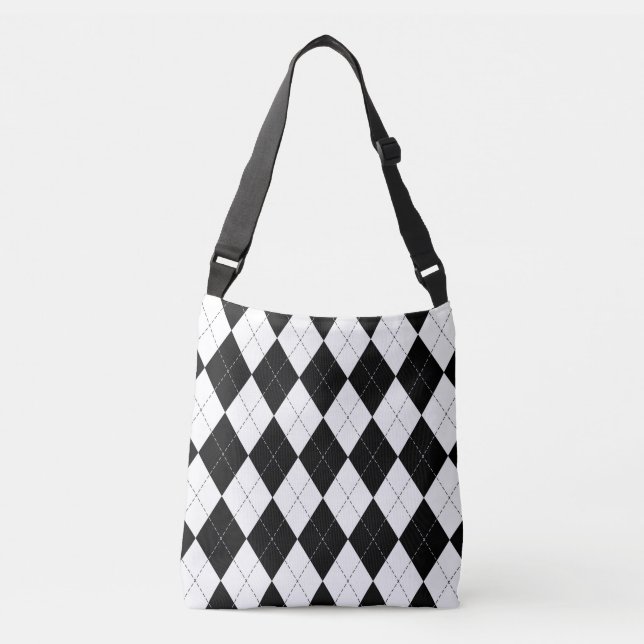 Black White Geometric Argyle Mönster Axelväska (Framsida)