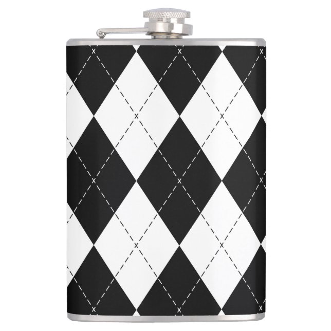 Black White Geometric Argyle Mönster Fickplunta (Framsidan)