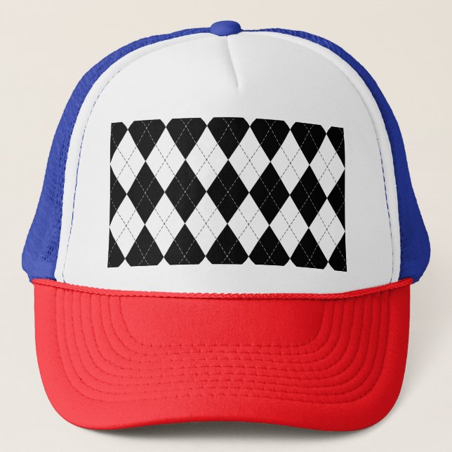 Black White Geometric Argyle Mönster Keps (Framsida)