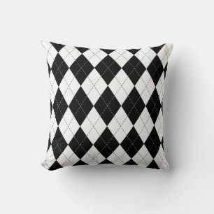 Black White Geometric Argyle Mönster Kudde
