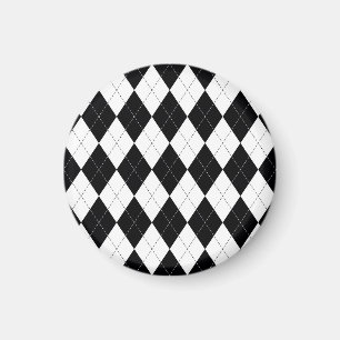 Black White Geometric Argyle Mönster Magnet