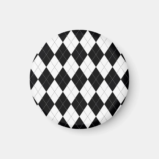 Black White Geometric Argyle Mönster Magnet (Framsidan)
