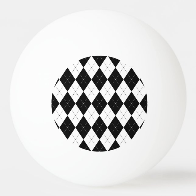 Black White Geometric Argyle Mönster Pingisboll (Framsidan)