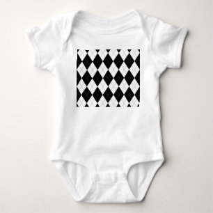Black White Geometric Argyle Mönster T Shirt