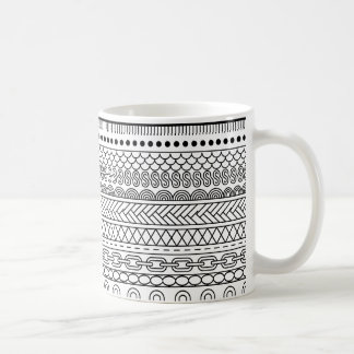Black & White Geometric Border Sampler Pattern Kaffemugg