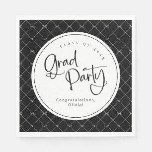 Black White Geometric Bow Mönster Grad Party Pappersservett