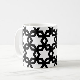 Black White Geometric Coola Stars Mönster Kaffemugg