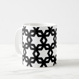 Black White Geometric Coola Stars Mönster Kaffemugg
