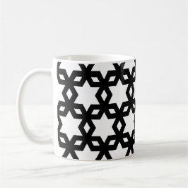 Black White Geometric Coola Stars Mönster Kaffemugg