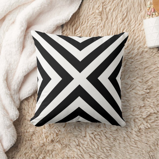 Black White Geometric Decorative Dekorativ kudde (Filt)