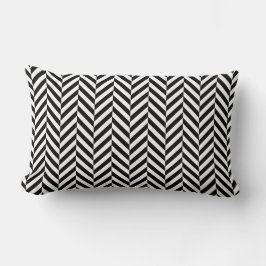 Black White Geometric Herringbone Mönster Lumbarkudde