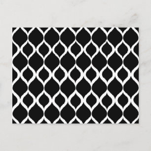 Black White Geometric Ikat Tribal Print Mönster Vykort
