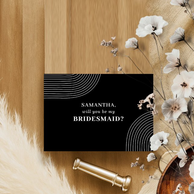 Black White Geometric Line Art är min bridesmaid Inbjudningar (Skapare uppladdad)