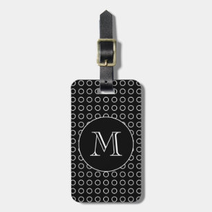 Black White Geometric Mönster Anpassningsbar Monog Bagagebricka