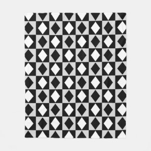 Black White Geometric Rhombus Diamond Fleecefilt