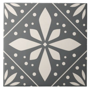 Black White Geometric Symmetrical Mönster DIY Kakelplatta