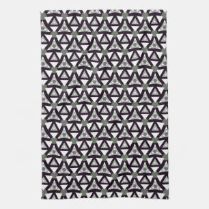 Black White Geometric Triangle JustPatterns Fabric Kökshandduk