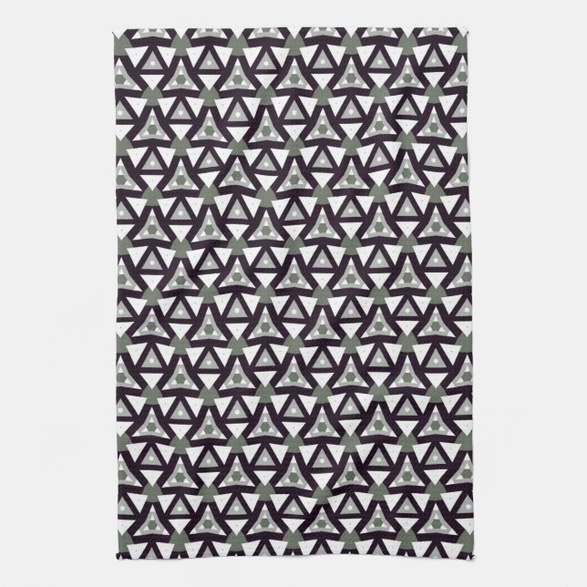 Black White Geometric Triangle JustPatterns Fabric Kökshandduk (Vertikal)
