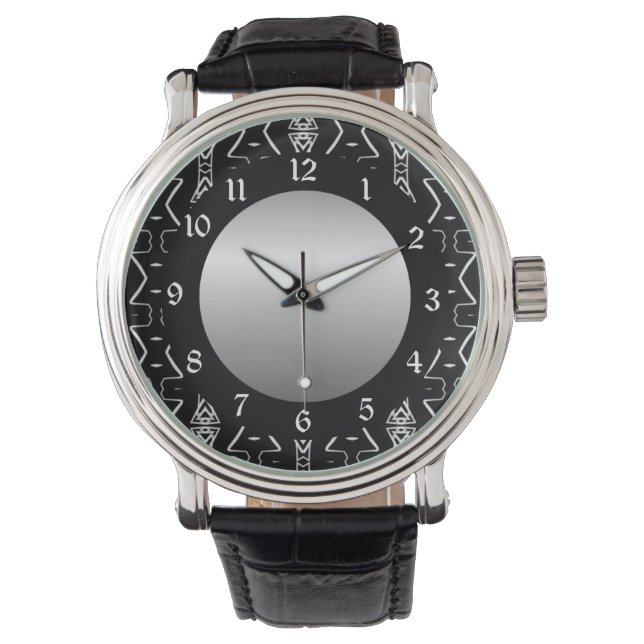 Black & White Geometric Triangles Wrist Watch Armbandsur (Framsida)