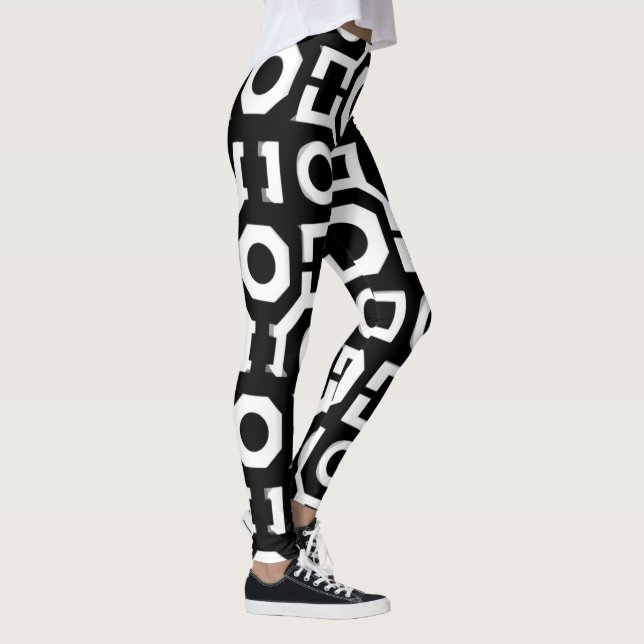 Black White Geometry Leggings (Höger)