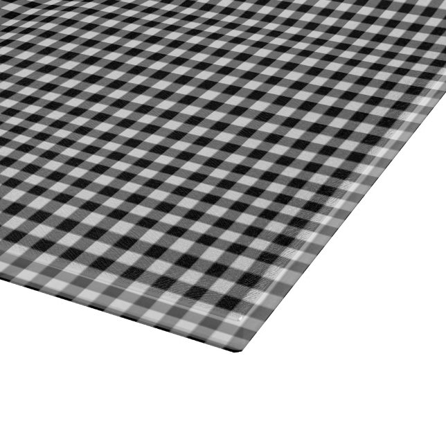 Black-White Gingham-15x11 GLASS CUTTING BOARD (Hörn)