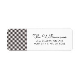 Black White Gingham Check Anpassningsbar Returadre Returadress Etikett