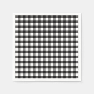 Black White Gingham Check Mönster Pappersservett