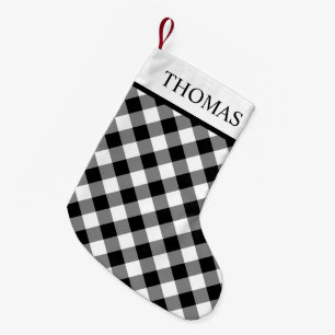 Black White Gingham - eget namn Liten Julstrumpa