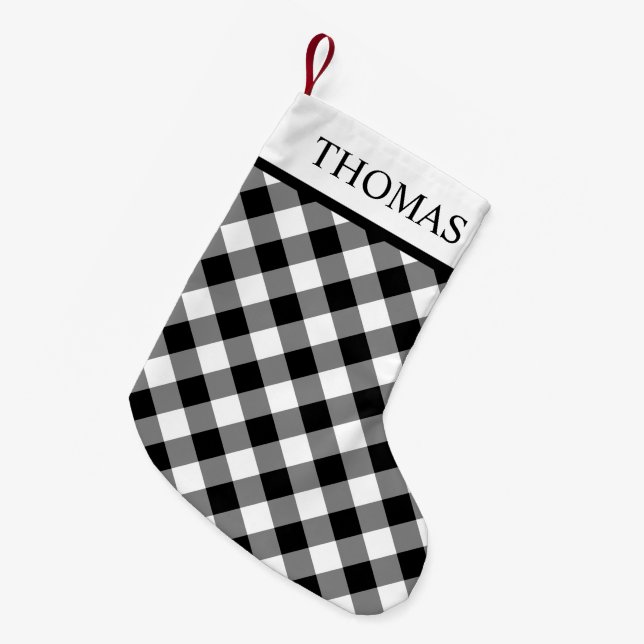 Black White Gingham - eget namn Liten Julstrumpa (Framsidan (Hängande))