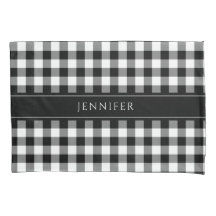 Black & White Gingham Farmhouse Mönster Namn Pil