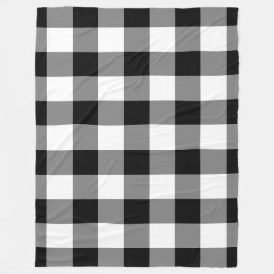 Black White Gingham Mönster Bufallo Check Fleecefilt