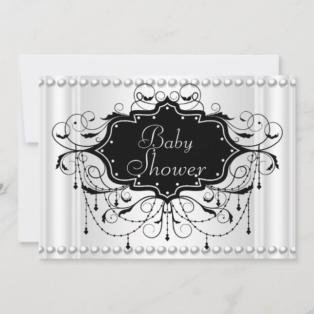 Black White Girl eller Boy Baby Shower Baby Inbjudningar (Framsida)