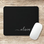 Black White Girly Script Monogram Namn Modern Musmatta<br><div class="desc">Vit och svart Monogram Lägg till din egen Namn-muspekare (Mouse Pad). Det gör perfekten söt 16-årsjubileum,  bröllop,  möhippa,  årsdag,  babydusch eller bachelorette-fest för någon som glam lyxen och chic stilar i kärlek.</div>