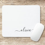 Black White Girly Script Monogram Namn Modern Musmatta<br><div class="desc">Vit och svart Monogram Lägg till din egen Namn-muspekare (Mouse Pad). Det gör perfekten söt 16-årsjubileum,  bröllop,  möhippa,  årsdag,  babydusch eller bachelorette-fest för någon som glam lyxen och chic stilar i kärlek.</div>
