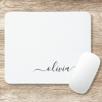 Black White Girly Script Monogram Namn Modern
