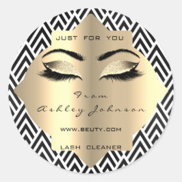 Black White Glitter Champaigne Guld Lash Cleaner Runt Klistermärke