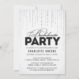 Black & White Glitter Se Bachelorette Party Inbjudningar